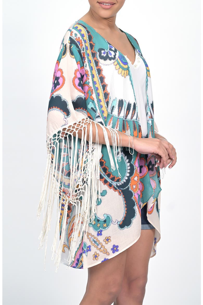 Fringe Kimono Wrap, Alternate, color, CREAM TEAL