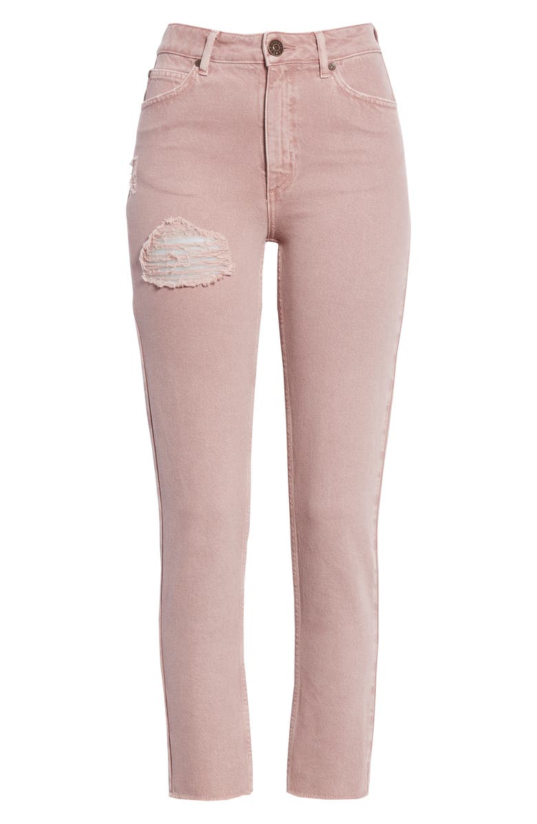SANDRO Ripped Raw Edge Jeans, Alternate, color, Rose