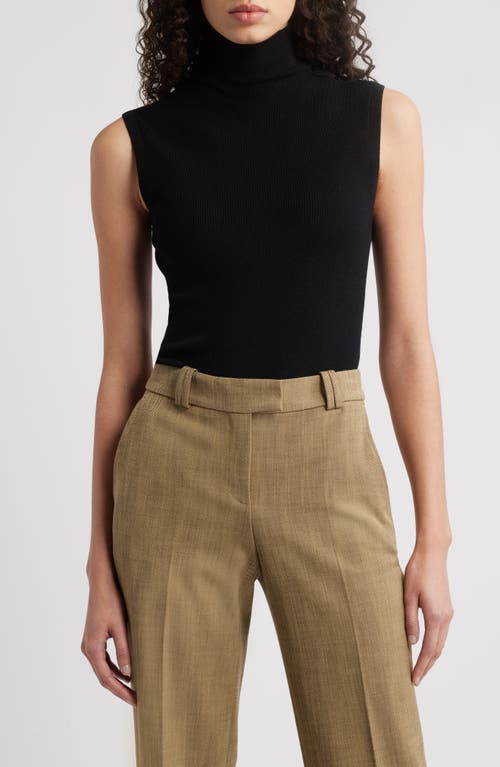 Hugo Boss Boss Fusoni Metallic Mock Neck Sleeveless Rib Sweater In Black