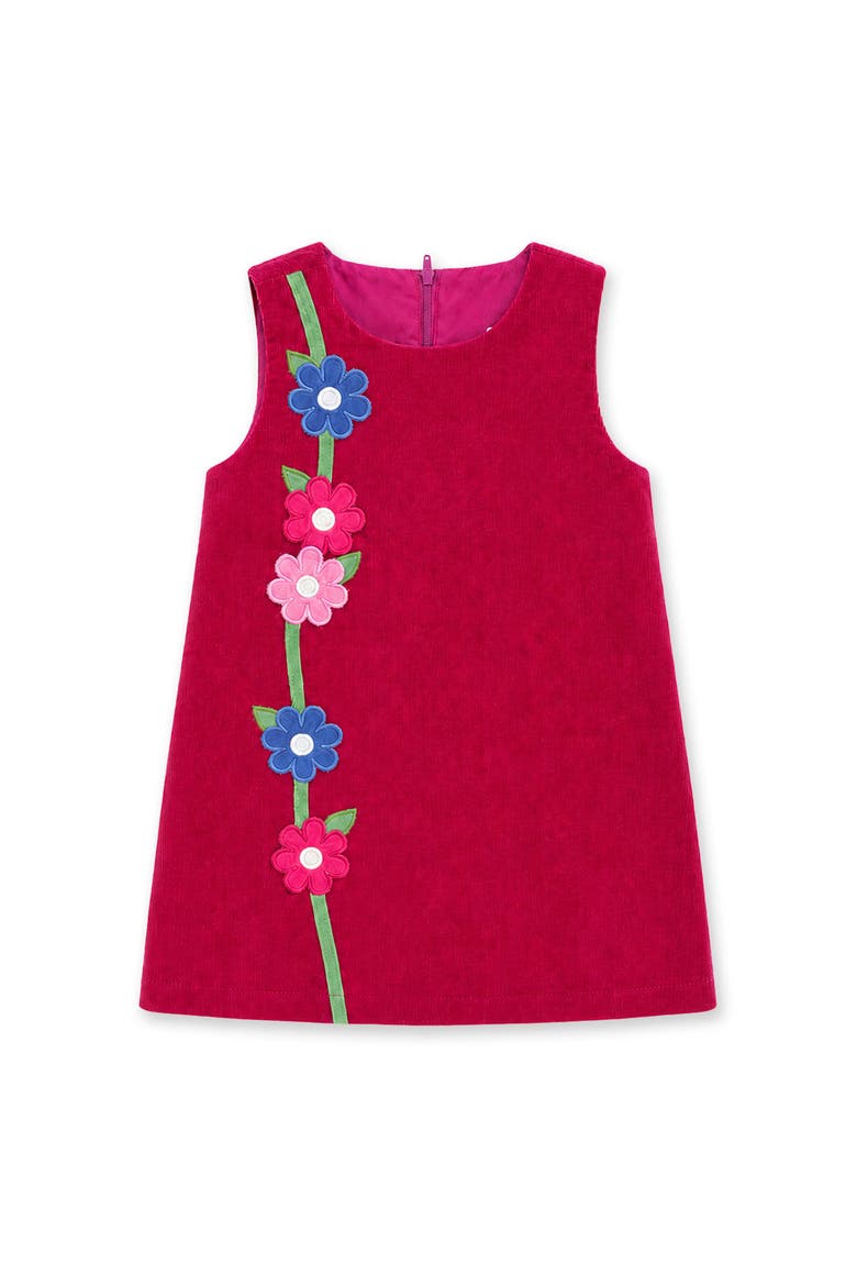 Corduroy Jumper with Flower, Main, color, Raspberry