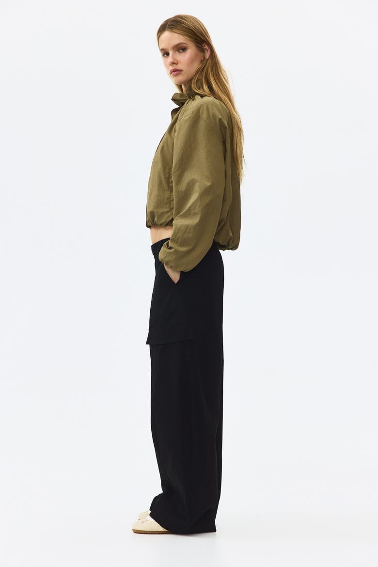 Barrel-leg Cargo Pants, Alternate, color, Black