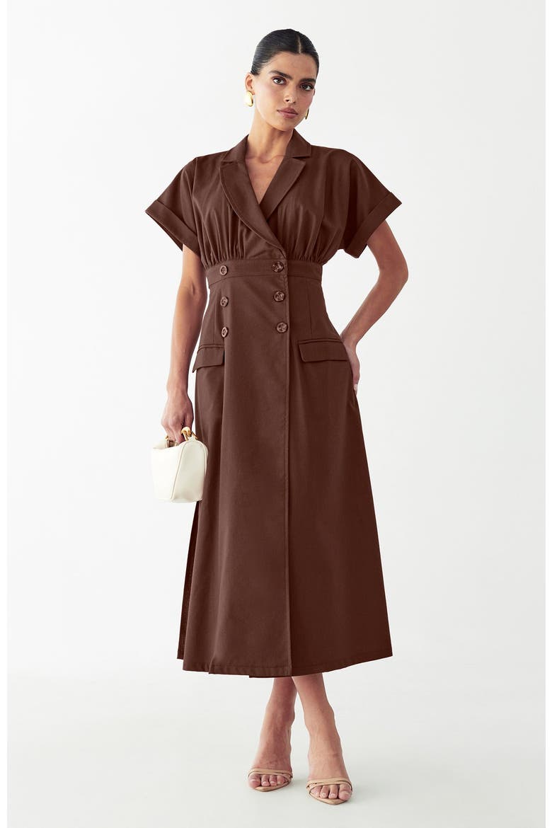 Elsie Midi Dress, Alternate, color, Chocolate