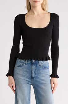 Blu Pepper Ruffled Ribbed Knit Top