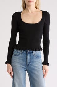 Blu Pepper Ruffled Ribbed Knit Top