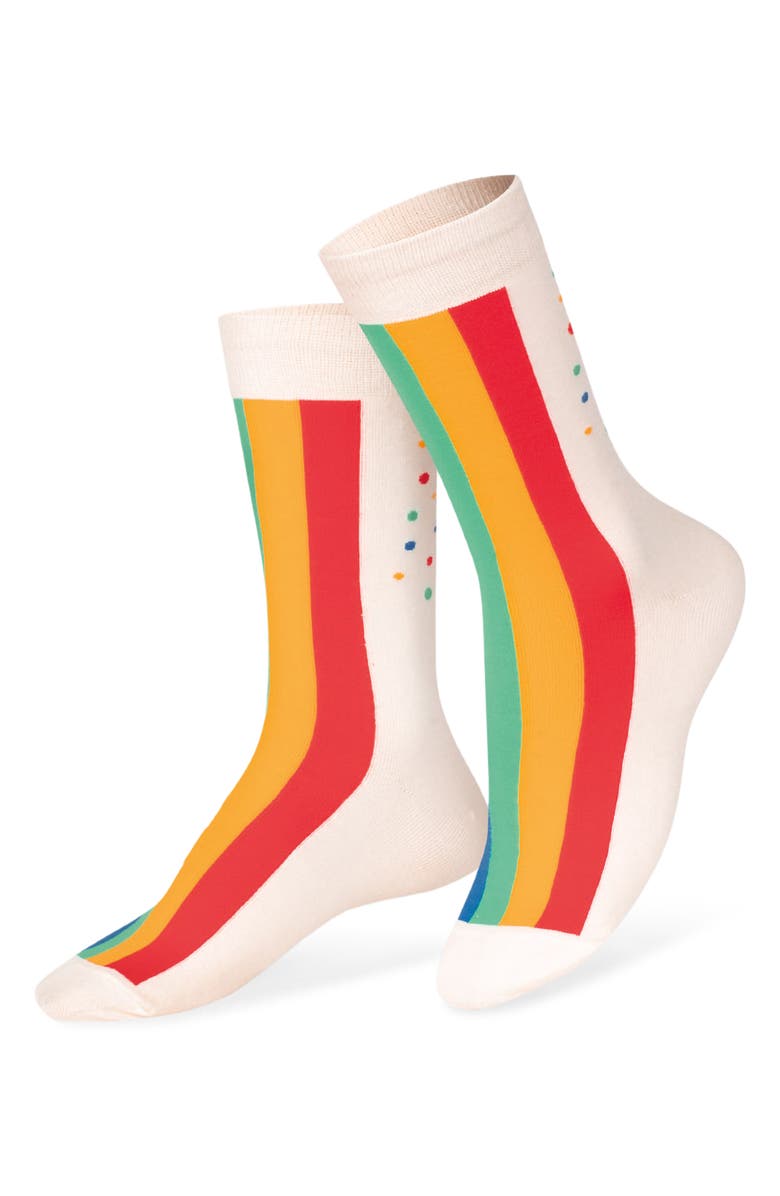 doiy Kids' 3D Rainbow Cake Crew Socks, Main, color, Ivory/ Rainbow