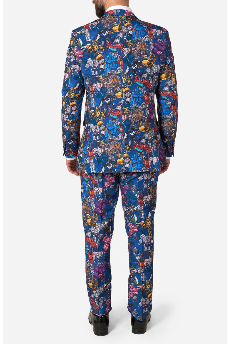 x Transformers Slim Fit Two-Piece Suit & Tie Set, Alternate, color, BLUE MULTI
