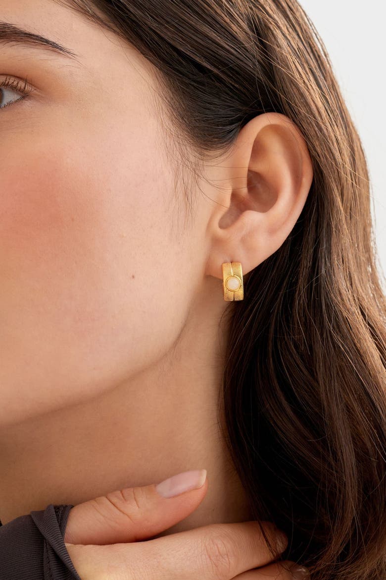 'April' Waterproof Gold Birthstone Hoop Earrings, Alternate, color, April