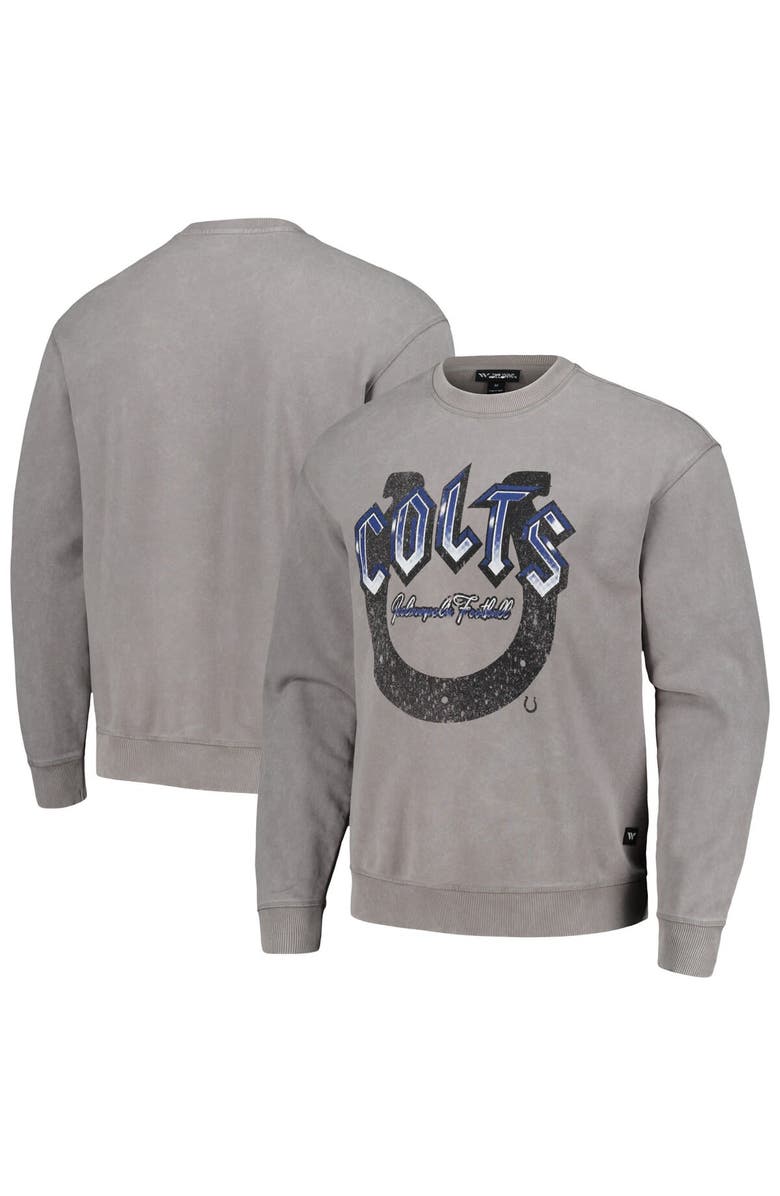 THE WILD COLLECTIVE Unisex The Wild Collective Gray Indianapolis Colts Distressed Pullover Sweatshirt, Main, color, Gray