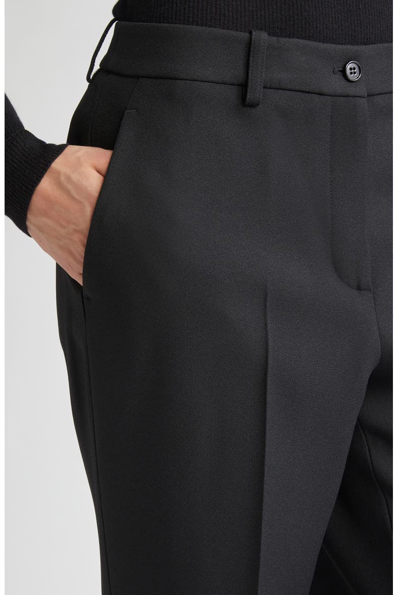 Samantha Pintuck Pleat Crepe Sablé Ankle Pants, Alternate, color, BLACK