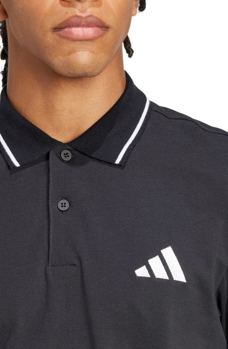 adidas Cotton Piqué Knit Polo, Alternate, color, Black/ White