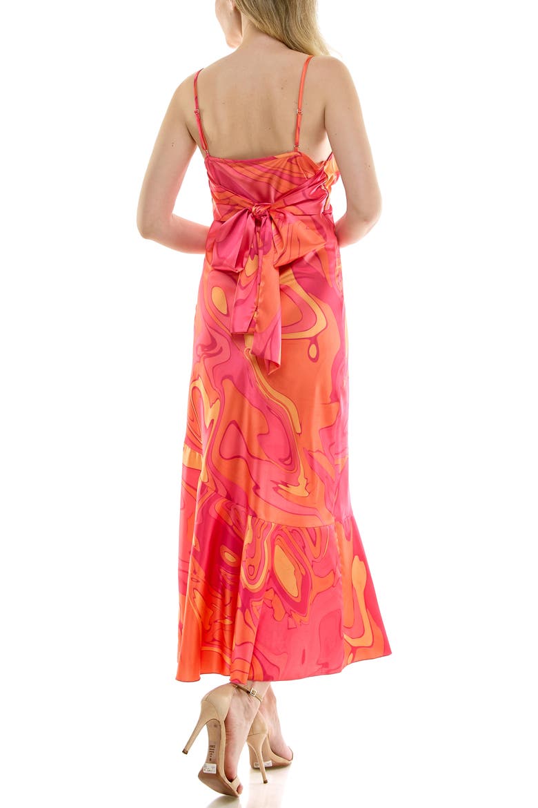 Satin Midi Slipdress, Alternate, color, PINK/ ORANGE