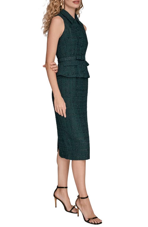 Donna Karan Tweed Top & Midi Skirt Set In Black