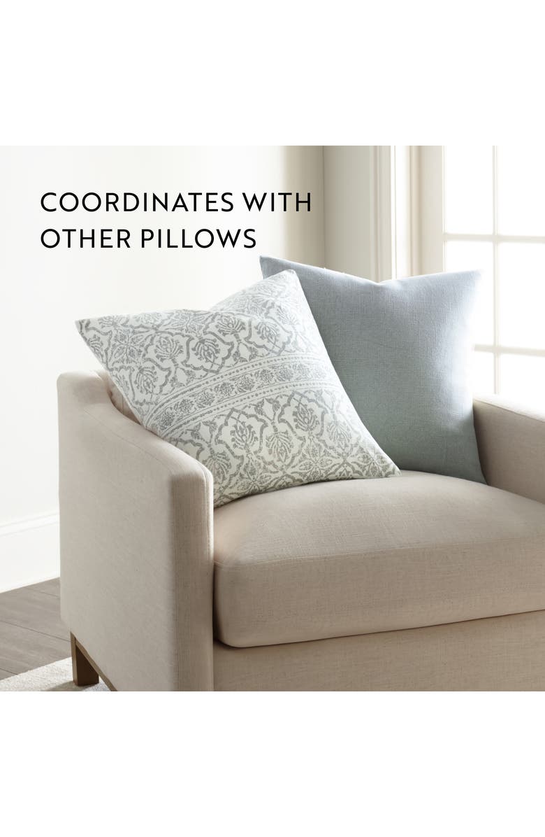 HOMESPUN Antique Floral Cotton Throw Pillow, Alternate, color, Arctic