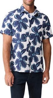 Rodd & Gunn Hamilton Bay Weekend Fit Floral Short Sleeve Stretch Seersucker Button-Up Shirt