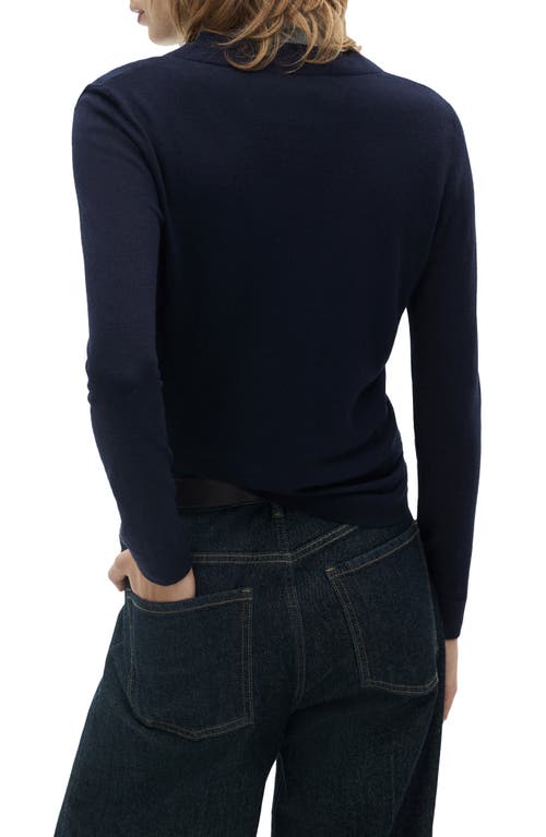 Mango Relaxed V-neck Sweater In Blue