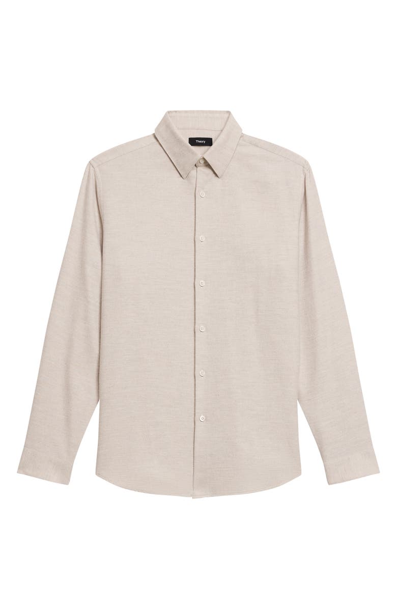 Theory Irving Flannel Button-Up Shirt, Alternate, color, Natural Melange