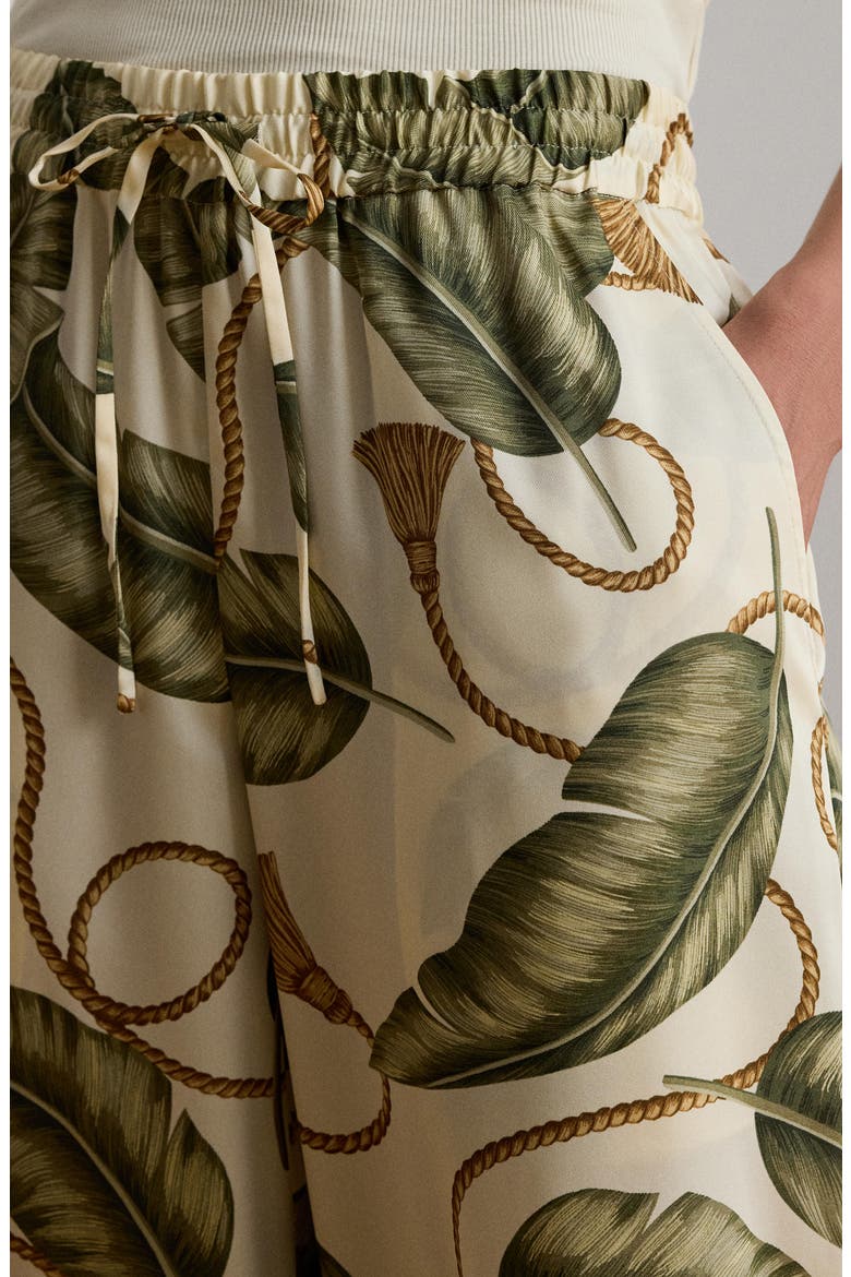 Palm Leaf & Rope Print Luxe Twill Drawstring Pants, Alternate, color, CREAM/ MULTI