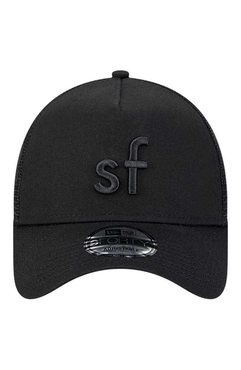New Era Men
s New Era Black San Francisco 49ers Domain 9FORTY A-Frame Trucker Adjustable Hat, Alternate, color, Black