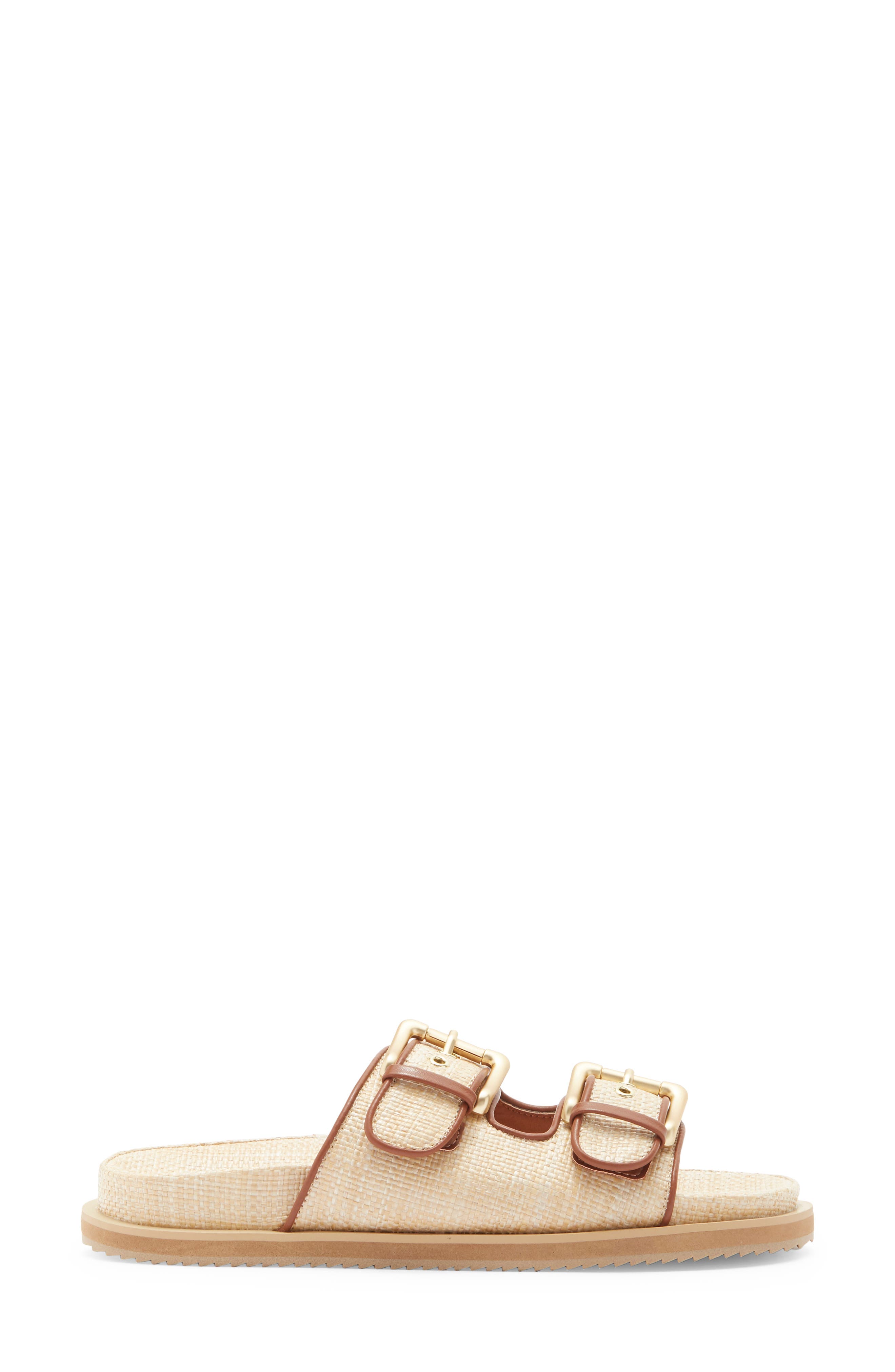 Tenzin Slide Sandal, Alternate, color, NATURAL RAFFIA