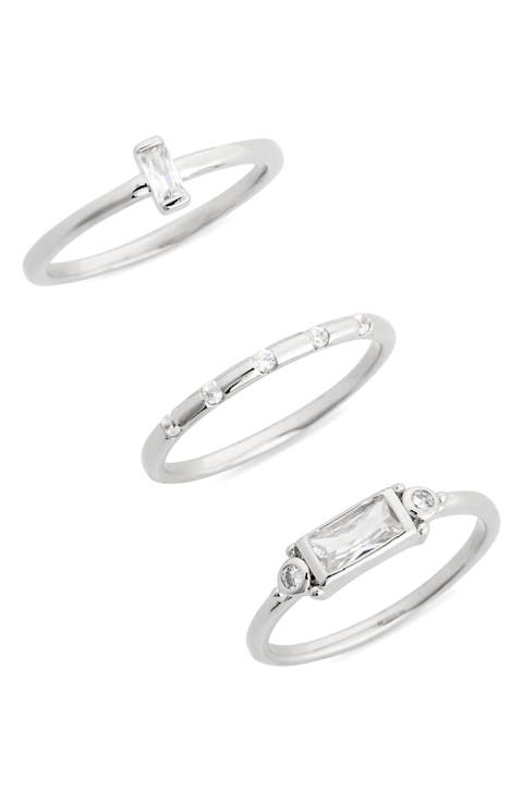 Set of 3 Cubic Zirconia Stackable Rings
