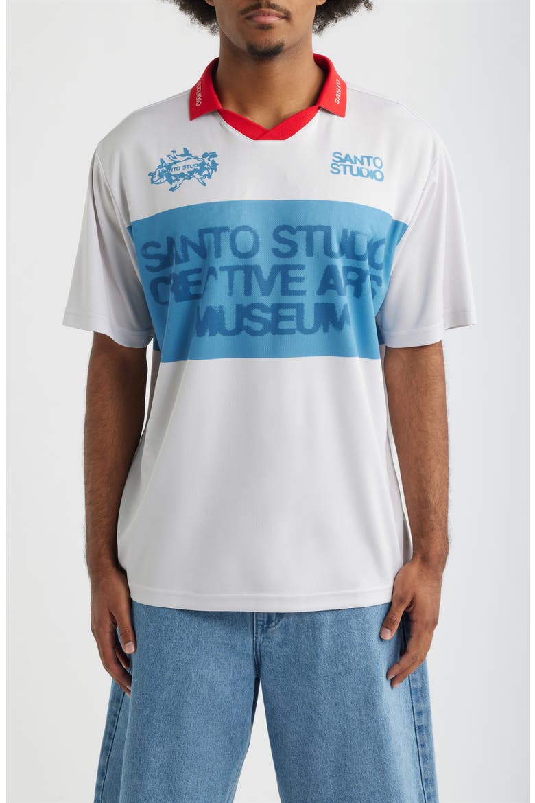 Banded Sando Johnny Collar Short Sleeve Club Jersey, Main, color, CONCRETE WHITE