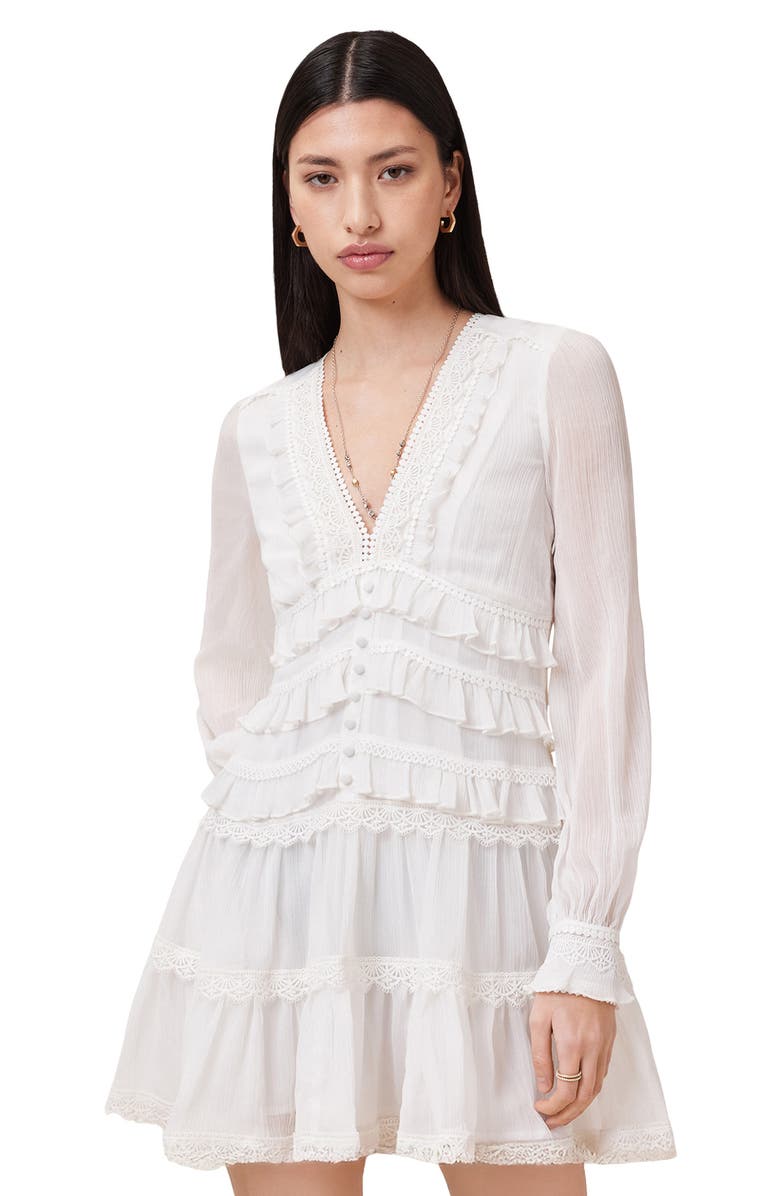 AllSaints Zora Long Sleeve Tiered Dress, Alternate, color, 