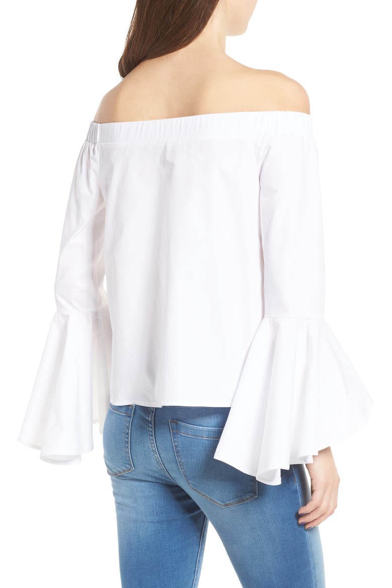Bell Sleeve Off the Shoulder Blouse, Alternate, color, WHITE