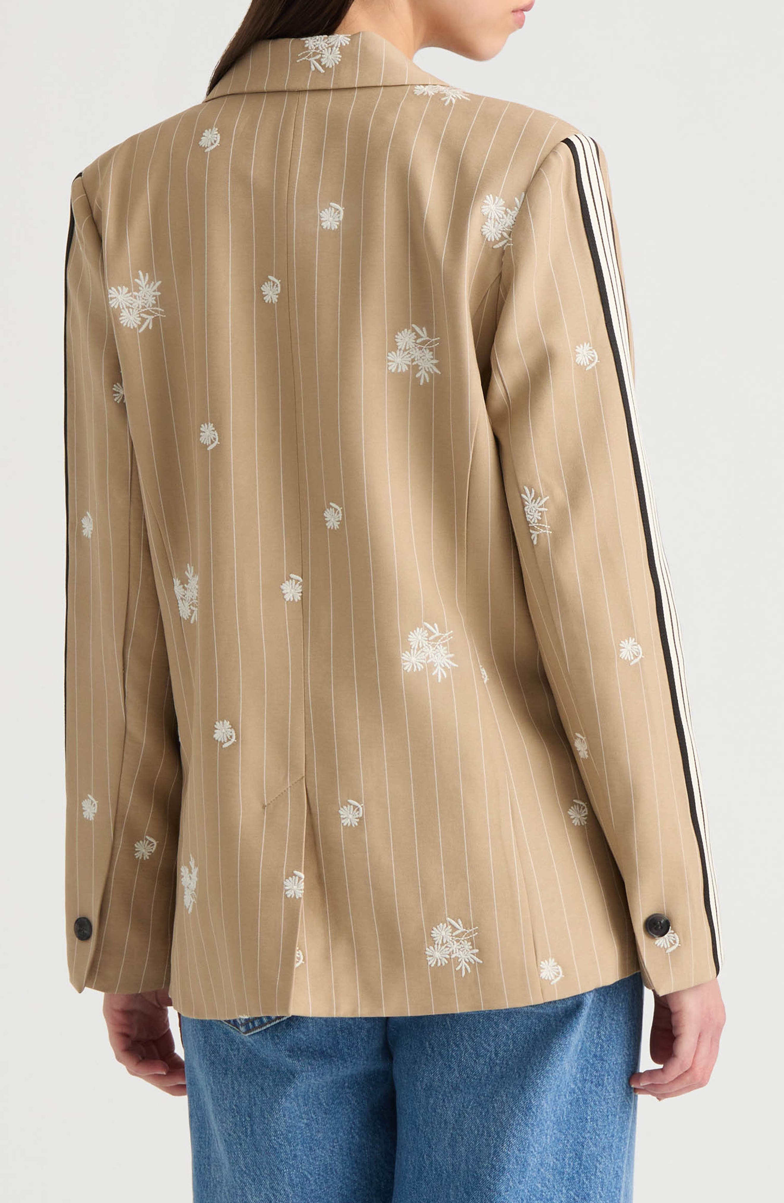 Embroidered Pinstripe Blazer - image 2