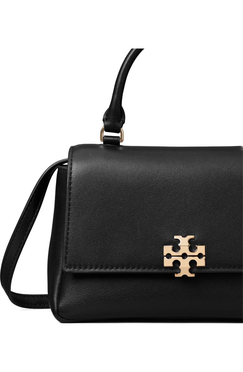Tory Burch Charlie Leather Top Handle Bag, Alternate, color, Black