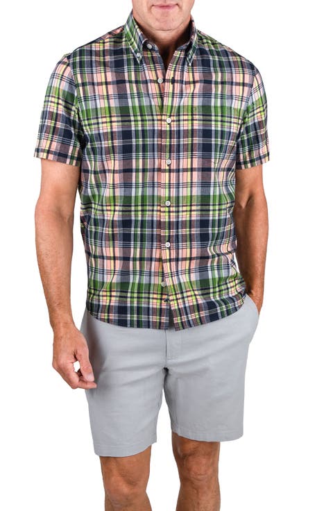 Plaid Short Sleeve Button-Down Shirt