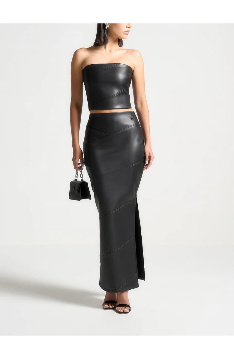 Manière De Voir Daisy Leather Midaxi Skirt, Main, color, Black