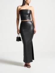 Manière De Voir Daisy Leather Midaxi Skirt