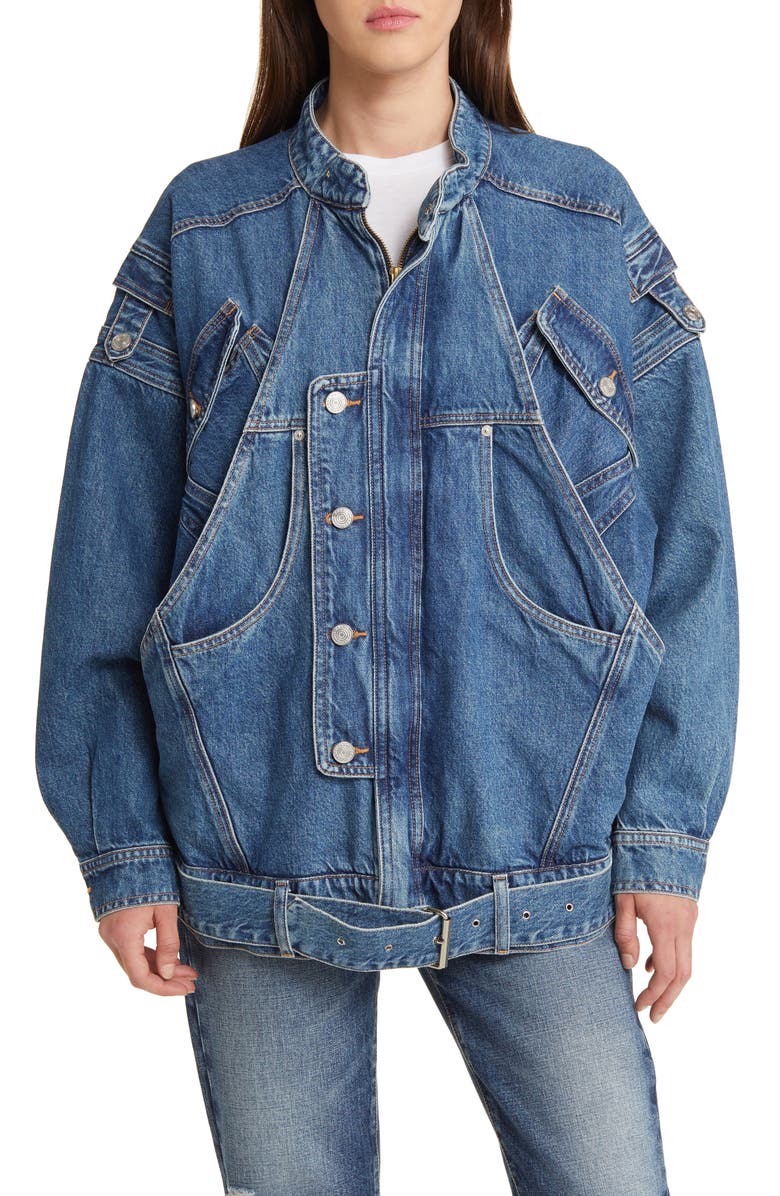 FRAME The MC Belted Denim Jacket, Main, color,
