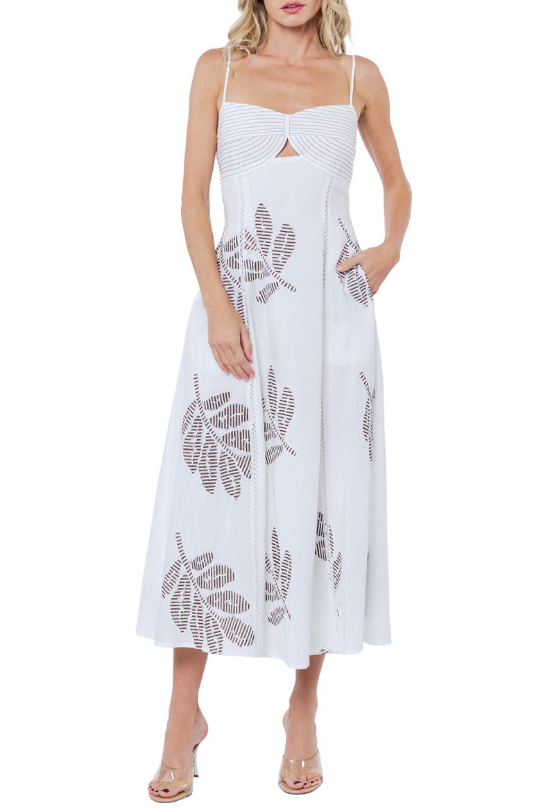 Bianca Embroidered Midi Sundress, Alternate, color, WHITE