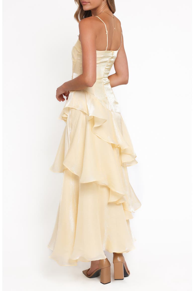 Rosalie Metallic Ruffle Maxi Dress, Alternate, color, BUTTER YELLOW