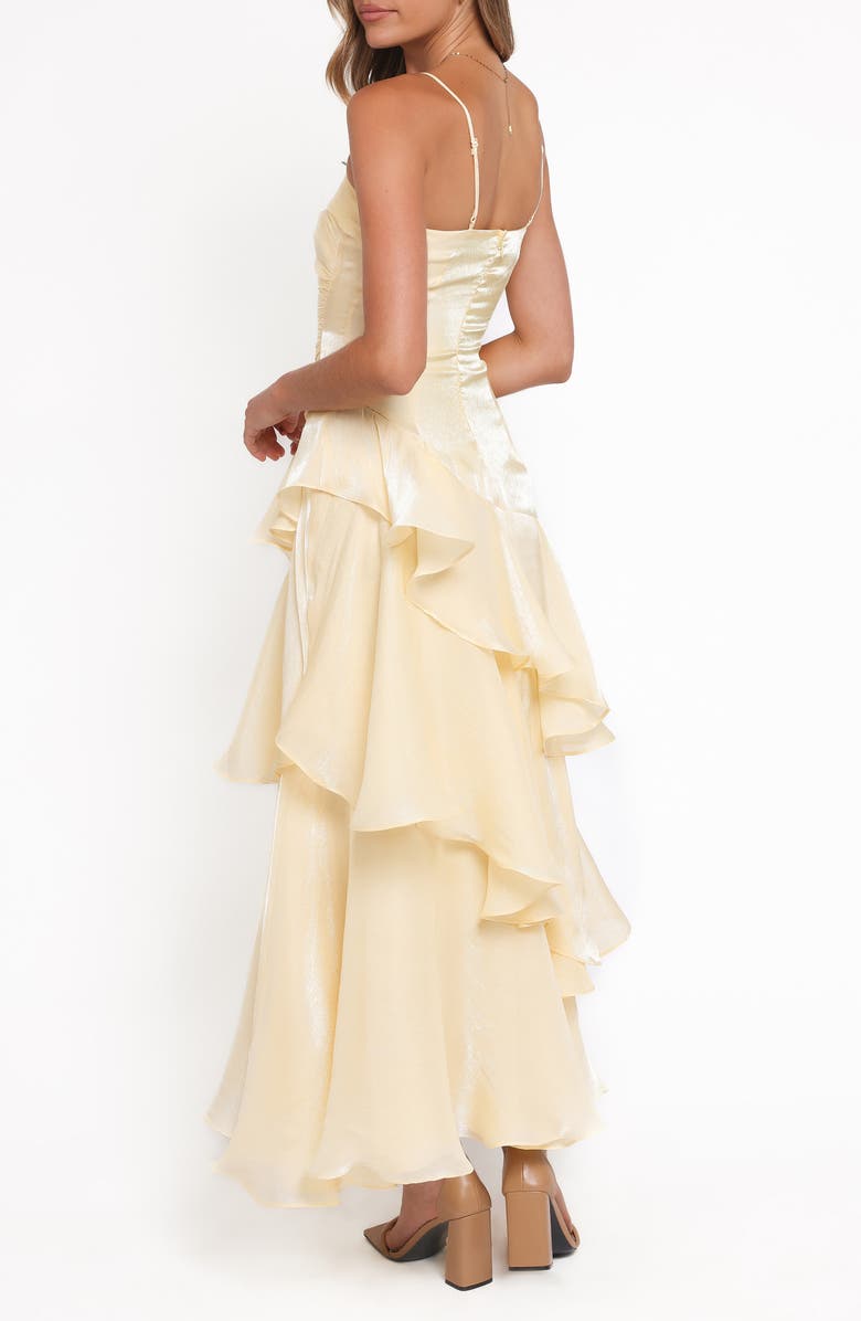 Petal & Pup Rosalie Metallic Ruffle Maxi Dress, Alternate, color, Butter Yellow