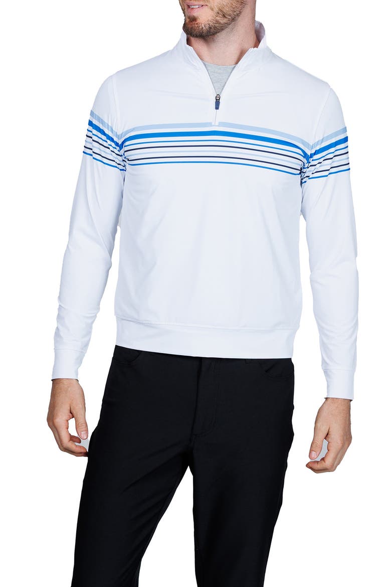 Engineered Stripe Performance Quarter-Zip Polo, Main, color, WHITE