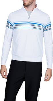 TailorByrd Engineered Stripe Performance Quarter-Zip Polo