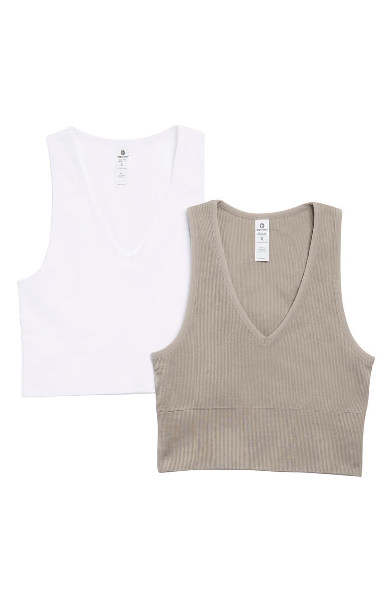 90 DEGREE BY REFLEX Seamless V-Neck Rib Crop Tank, Main, color,