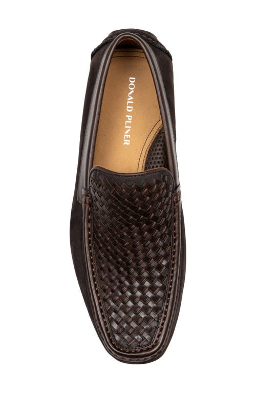 Donald Pliner Damiano Woven Moc Toe Loafer In Dark Brown/dark Brown