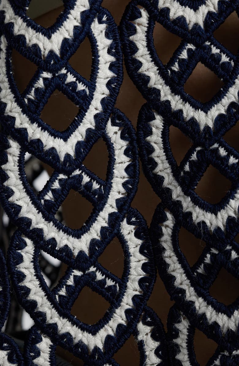 Milly Addison Sheer Lace Top, Alternate, color, Navy/ White