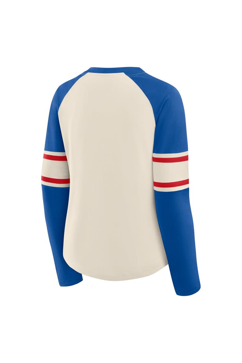 Women's Fanatics Cream/Royal Buffalo Bills Hometown Gridiron Hero Raglan Lace-Up V-Neck Long Sleeve T-Shirt, Alternate, color, Cream