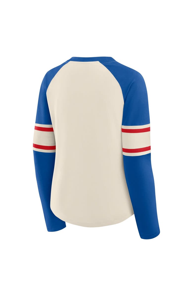 FANATICS Women's Fanatics Cream/Royal Buffalo Bills Hometown Gridiron Hero Raglan Lace-Up V-Neck Long Sleeve T-Shirt, Alternate, color, Cream