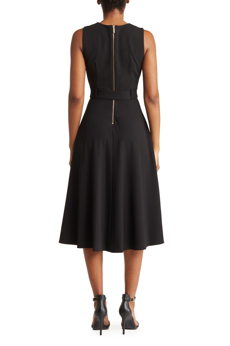 Belted Midi Dress, Alternate, color, BLACK