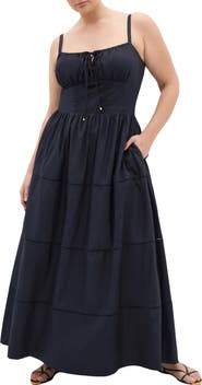 City Chic Vani Corset Bodice Cotton Maxi Dress