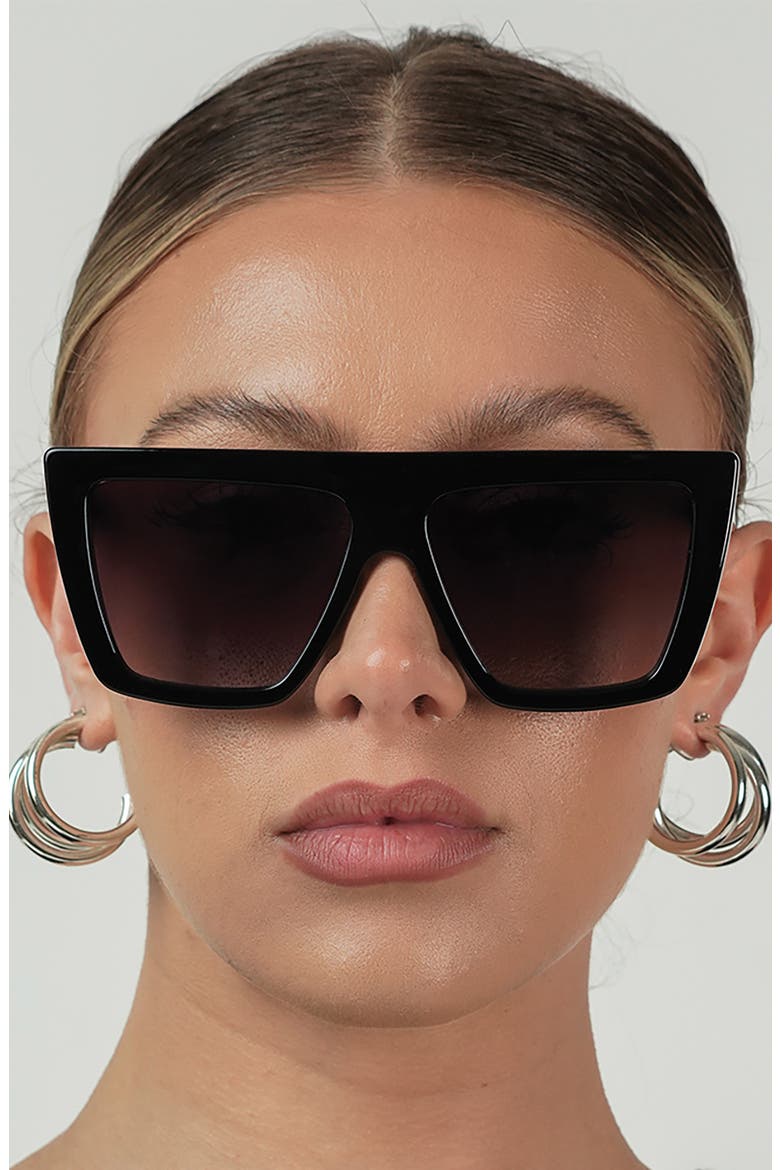 Nola Rectangular Sunglasses, Alternate, color, BLACK/ SMOKE FADE