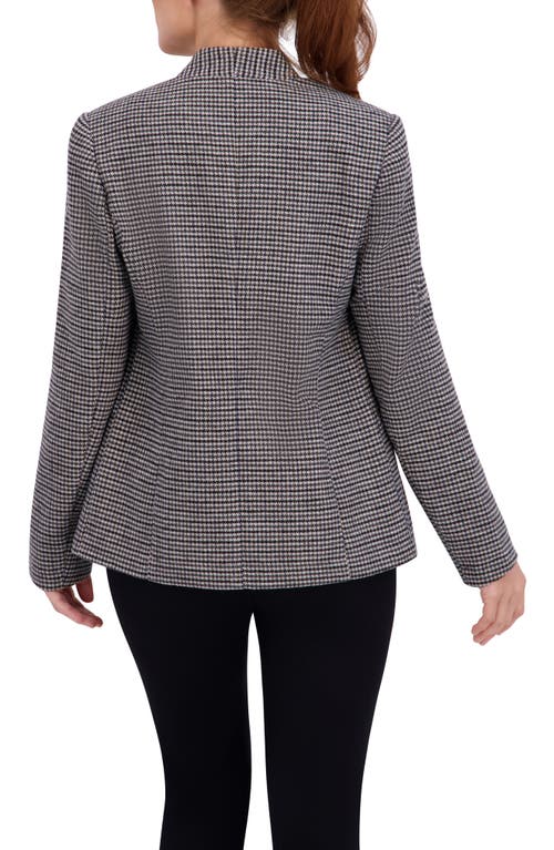 Ookie & Lala Houndstooth Open Front Blazer In Gray