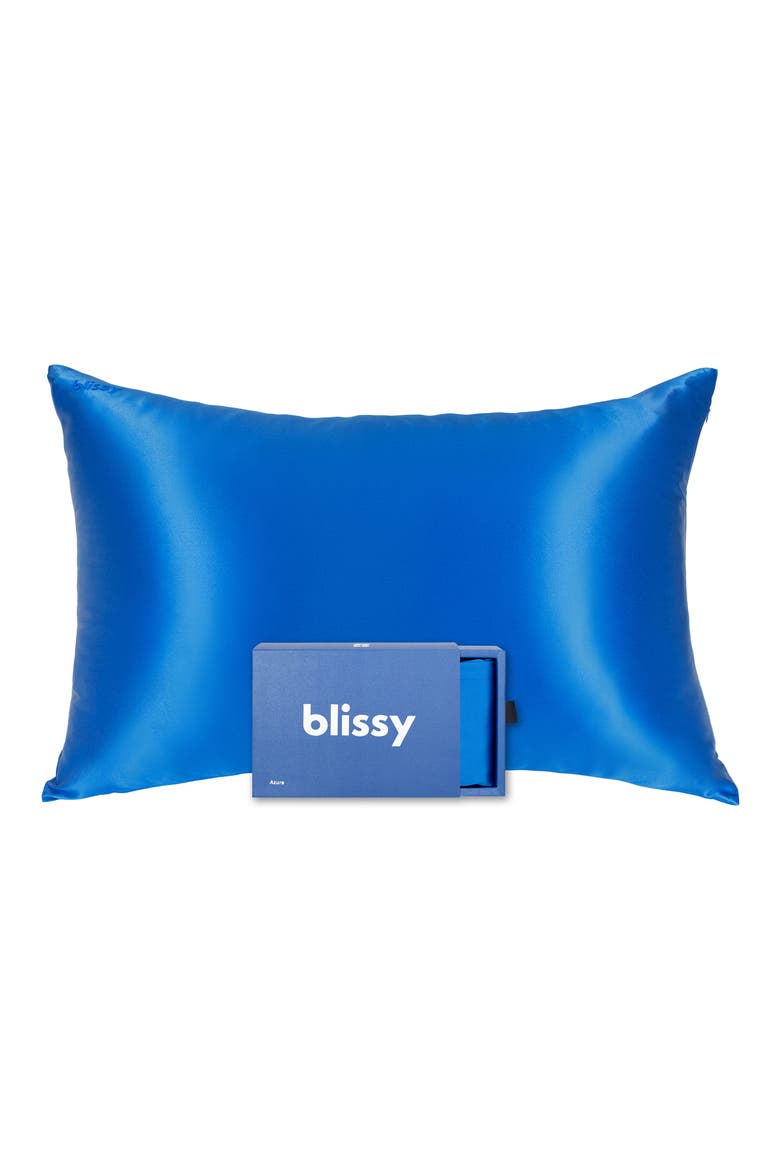 Mulberry Silk Pillowcase, Main, color, AZURE