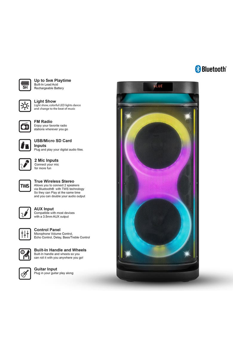 2x 10 Inch Speaker with True Wireless Stereo, Alternate, color, Black
