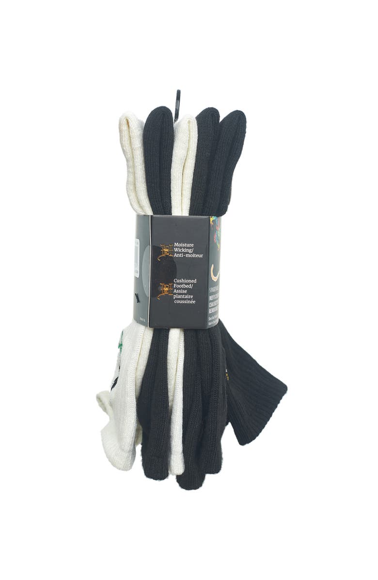 Ed Hardy Mens Embroidery Half Cushion Crew Sock 5-Pack, Alternate, color, Black Multi